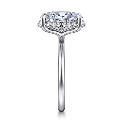 Seattle - 14K White Gold Oval Hidden Halo Diamond Engagement Ring
