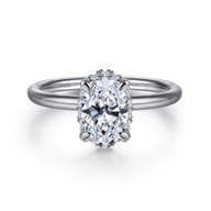 Seattle - 14K White Gold Oval Hidden Halo Diamond Engagement Ring