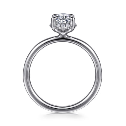 Seattle - 14K White Gold Oval Hidden Halo Diamond Engagement Ring