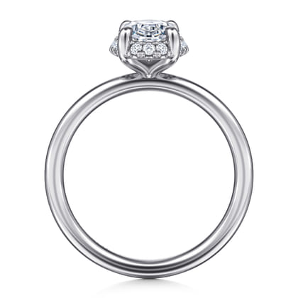 Seattle - 14K White Gold Oval Hidden Halo Diamond Engagement Ring