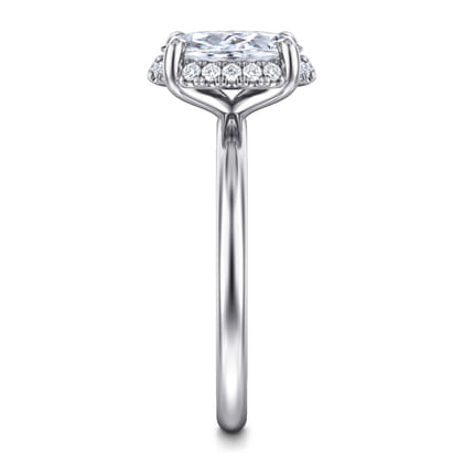 Seattle - 14K White Gold Oval Hidden Halo Diamond Engagement Ring