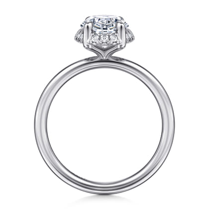 Seattle - 14K White Gold Oval Hidden Halo Diamond Engagement Ring