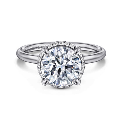 Seattle - 14K White Gold Round Hidden Halo Diamond Engagement Ring