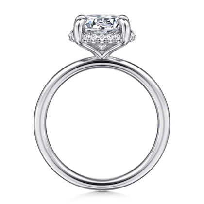 Seattle - 14K White Gold Round Hidden Halo Diamond Engagement Ring