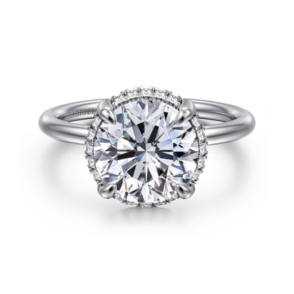 Seattle - 14K White Gold Round Hidden Halo Diamond Engagement Ring