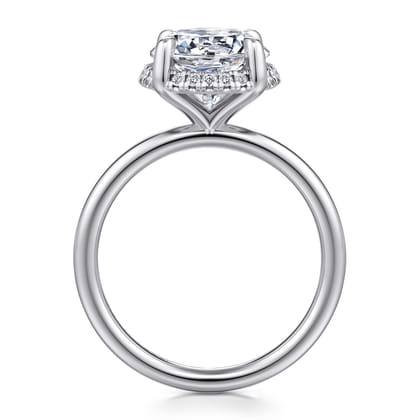 Seattle - 14K White Gold Round Hidden Halo Diamond Engagement Ring