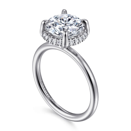Seattle - 14K White Gold Round Hidden Halo Diamond Engagement Ring