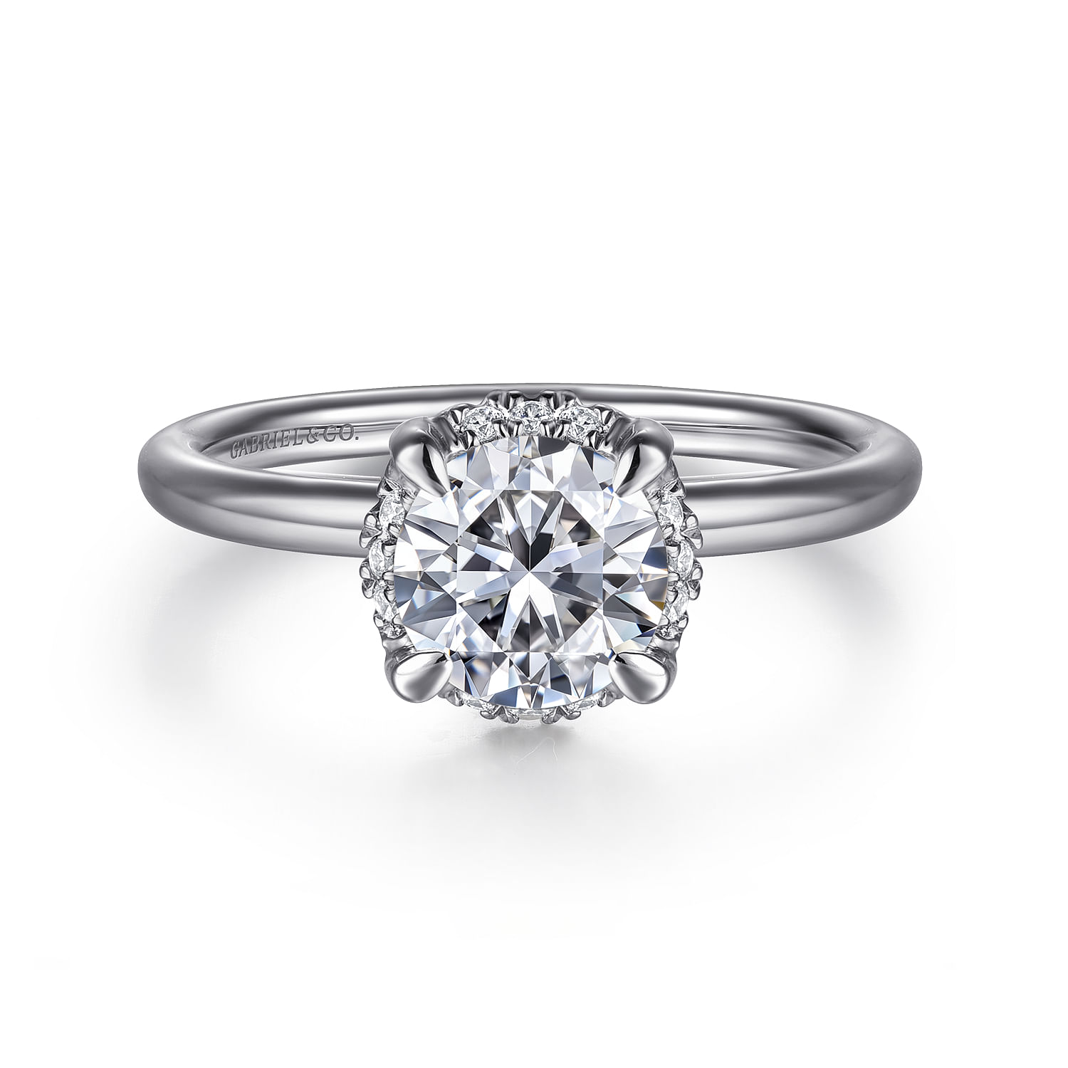 Seattle - 14K White Gold Round Hidden Halo Diamond Engagement Ring