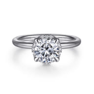 Seattle - 14K White Gold Round Hidden Halo Diamond Engagement Ring