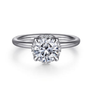 Seattle - 14K White Gold Round Hidden Halo Diamond Engagement Ring