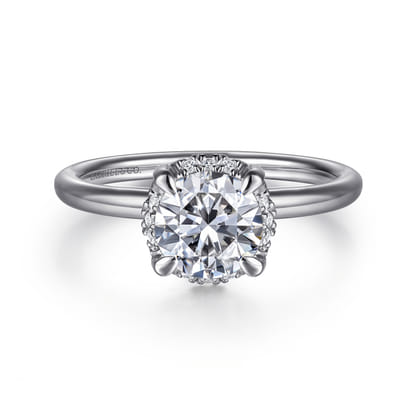 Seattle - 14K White Gold Round Hidden Halo Diamond Engagement Ring