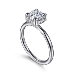 Seattle - 14K White Gold Round Hidden Halo Diamond Engagement Ring