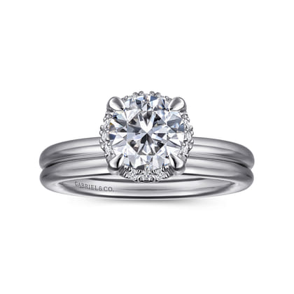 Seattle - 14K White Gold Round Hidden Halo Diamond Engagement Ring