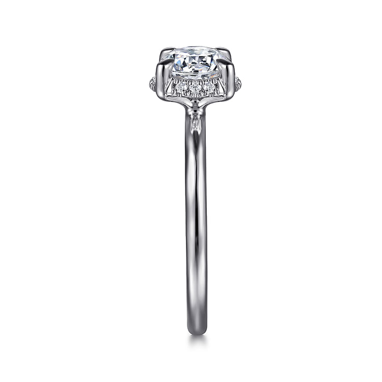 Seattle - 14K White Gold Round Hidden Halo Diamond Engagement Ring