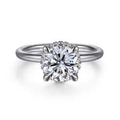 Seattle - 14K White Gold Round Hidden Halo Diamond Engagement Ring