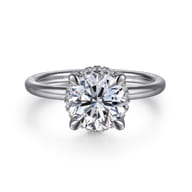 Seattle - 14K White Gold Round Hidden Halo Diamond Engagement Ring