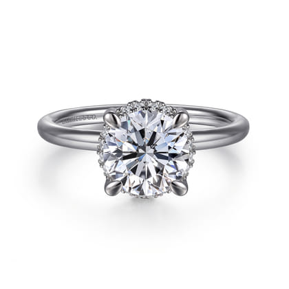Seattle - 14K White Gold Round Hidden Halo Diamond Engagement Ring