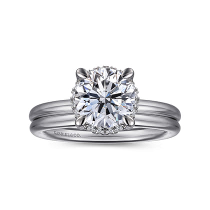Seattle - 14K White Gold Round Hidden Halo Diamond Engagement Ring