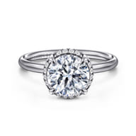 Seattle - 14K White Gold Round Hidden Halo Diamond Engagement Ring