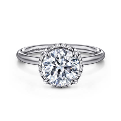Seattle - 14K White Gold Round Hidden Halo Diamond Engagement Ring