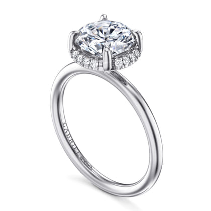 Seattle - 14K White Gold Round Hidden Halo Diamond Engagement Ring