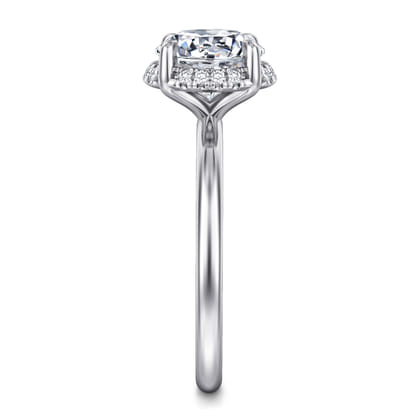 Seattle - 14K White Gold Round Hidden Halo Diamond Engagement Ring