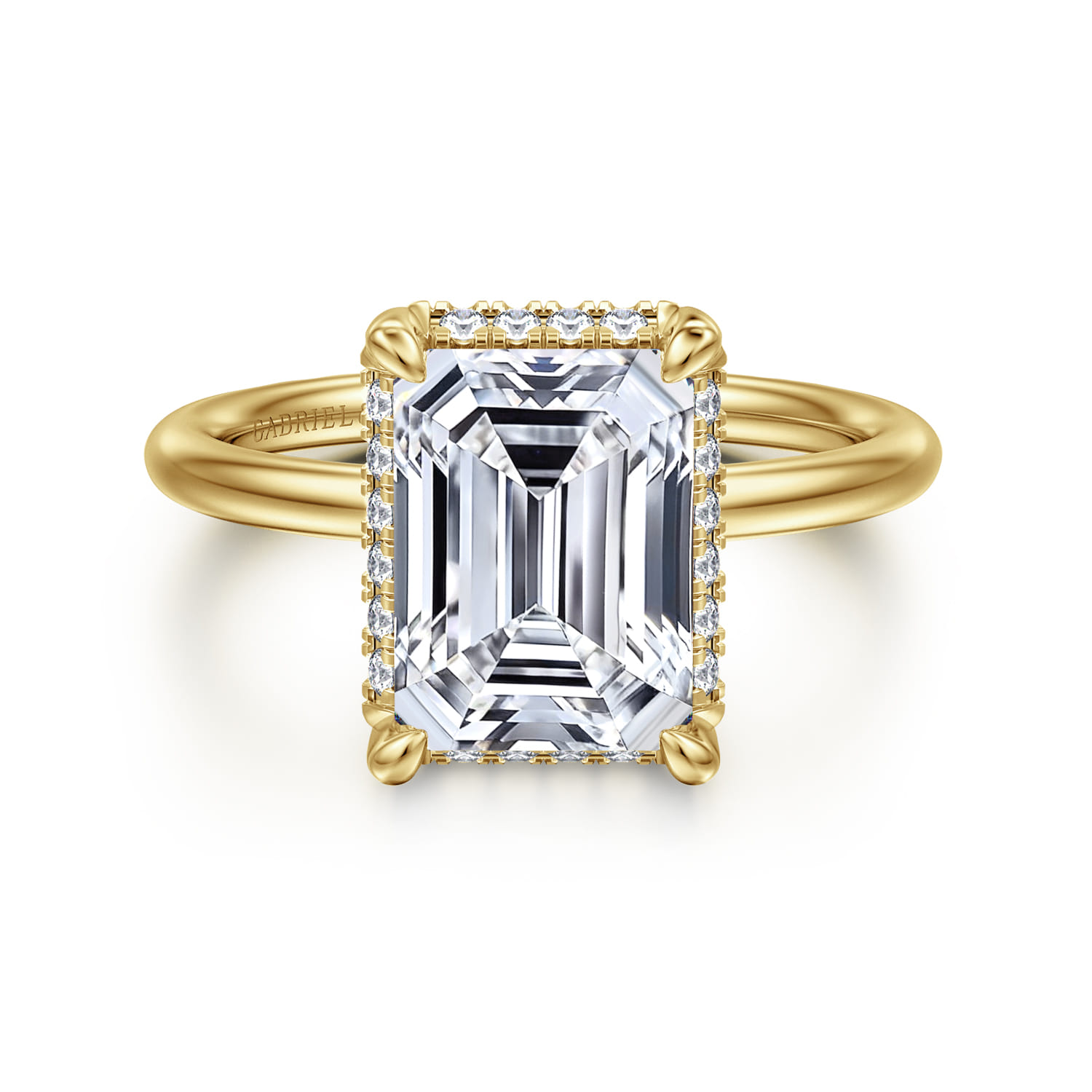 Seattle - 14K Yellow Gold Emerald Cut Hidden Halo Diamond Engagement Ring