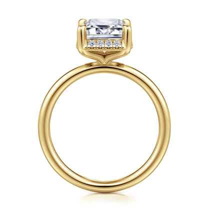 Seattle - 14K Yellow Gold Emerald Cut Hidden Halo Diamond Engagement Ring