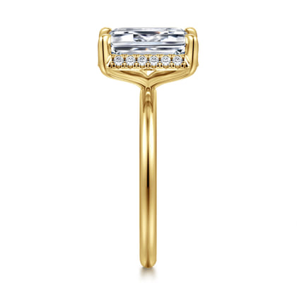 Seattle - 14K Yellow Gold Emerald Cut Hidden Halo Diamond Engagement Ring