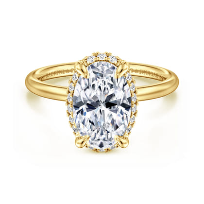 Seattle - 14K Yellow Gold Oval Hidden Halo Diamond Engagement Ring