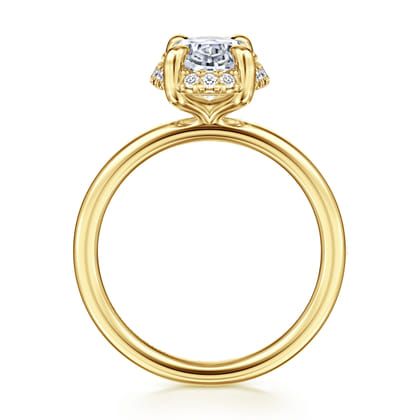 Seattle - 14K Yellow Gold Oval Hidden Halo Diamond Engagement Ring