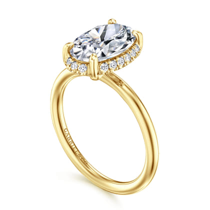 Seattle - 14K Yellow Gold Oval Hidden Halo Diamond Engagement Ring