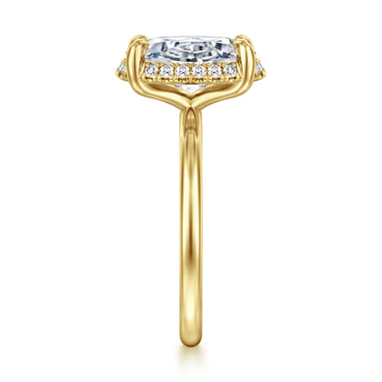 Seattle - 14K Yellow Gold Oval Hidden Halo Diamond Engagement Ring