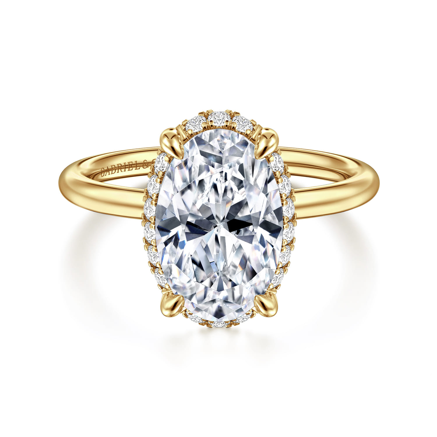 Seattle - 14K Yellow Gold Oval Hidden Halo Diamond Engagement Ring
