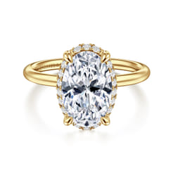 Seattle - 14K Yellow Gold Oval Hidden Halo Diamond Engagement Ring