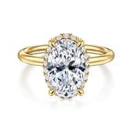 Seattle - 14K Yellow Gold Oval Hidden Halo Diamond Engagement Ring