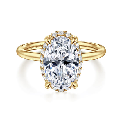 Seattle - 14K Yellow Gold Oval Hidden Halo Diamond Engagement Ring