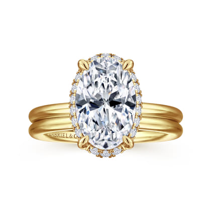 Seattle - 14K Yellow Gold Oval Hidden Halo Diamond Engagement Ring