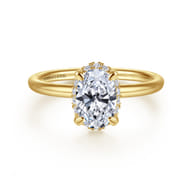 Seattle - 14K Yellow Gold Oval Hidden Halo Diamond Engagement Ring