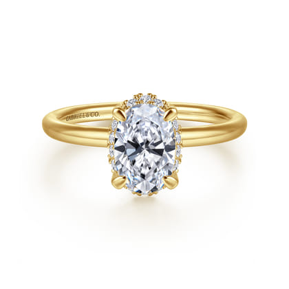 Seattle - 14K Yellow Gold Oval Hidden Halo Diamond Engagement Ring
