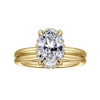 Seattle - 14K Yellow Gold Oval Hidden Halo Diamond Engagement Ring
