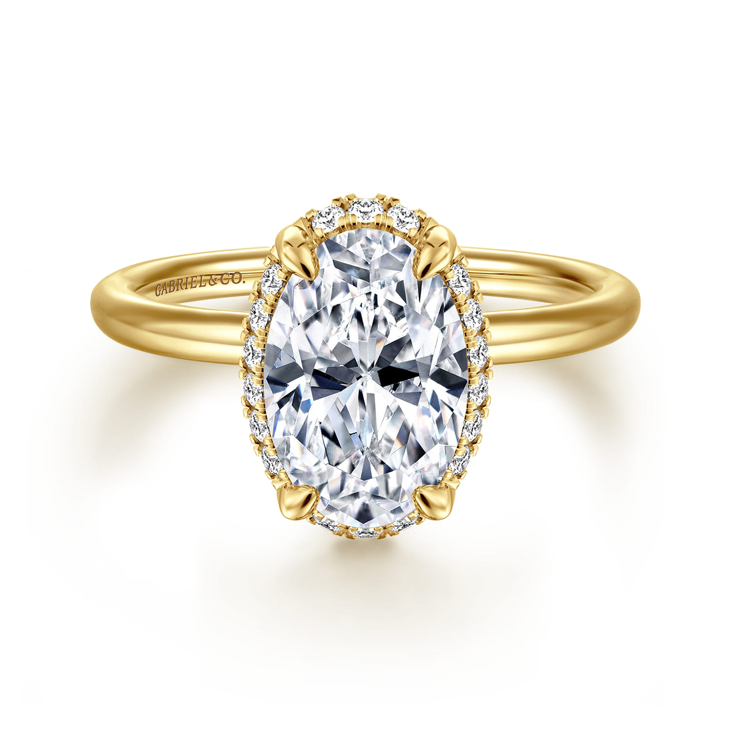 Seattle - 14K Yellow Gold Oval Hidden Halo Diamond Engagement Ring