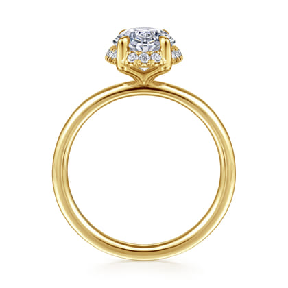 Seattle - 14K Yellow Gold Oval Hidden Halo Diamond Engagement Ring