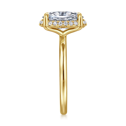 Seattle - 14K Yellow Gold Oval Hidden Halo Diamond Engagement Ring