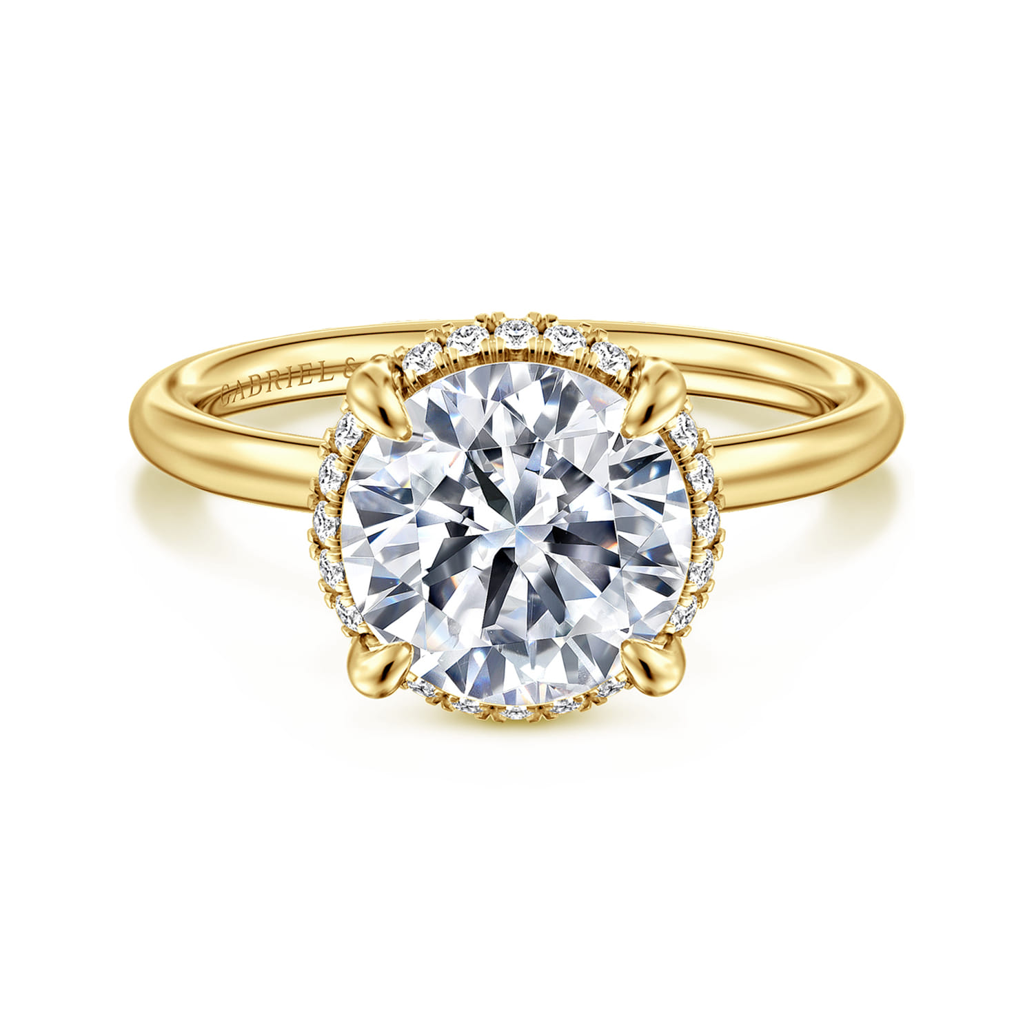 Seattle - 14K Yellow Gold Round Hidden Halo Diamond Engagement Ring