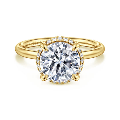 Seattle - 14K Yellow Gold Round Hidden Halo Diamond Engagement Ring