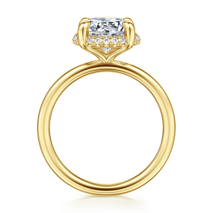 Seattle - 14K Yellow Gold Round Hidden Halo Diamond Engagement Ring