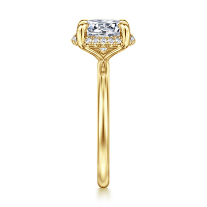 Seattle - 14K Yellow Gold Round Hidden Halo Diamond Engagement Ring
