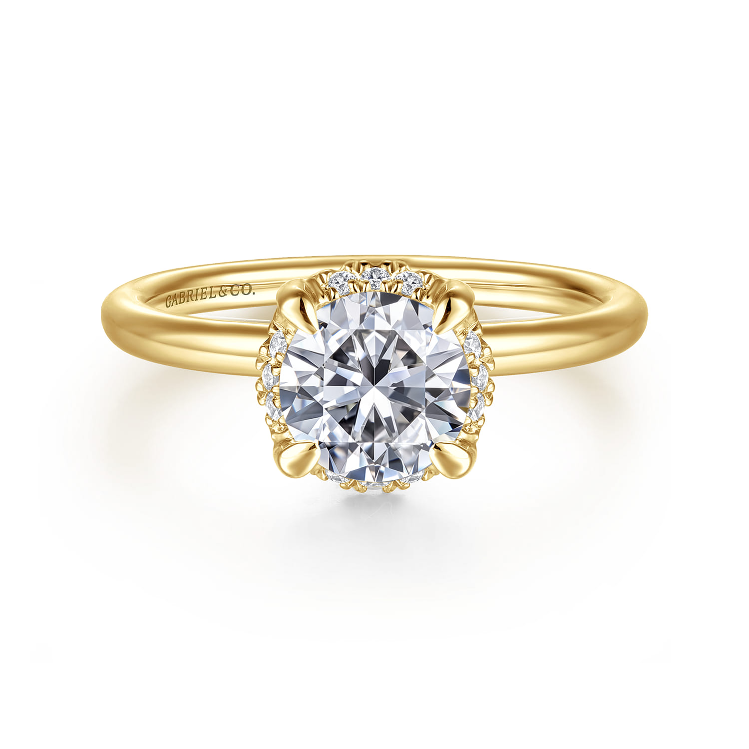 Seattle - 14K Yellow Gold Round Hidden Halo Diamond Engagement Ring