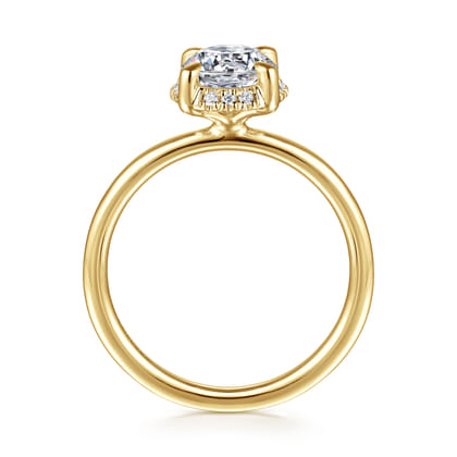 Seattle - 14K Yellow Gold Round Hidden Halo Diamond Engagement Ring